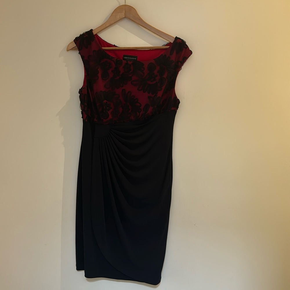 connected Apparel- Black dress with lace and red detail